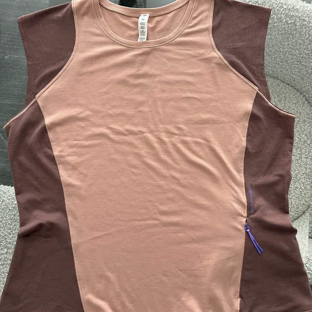 Lululemon Athletica Pink and Brown Fitted Muscle Tee